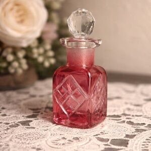 Antique Cranberry Glass Scent Bottle with Faceted Stopper